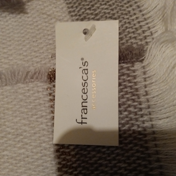 Francesca's Collections Gray and White Sparkled Striped Throw - Picture 2 of 3